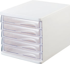 helit Schubladenbox Briefablage Ablagesystem Ablagebox  5 Schübe weiß/glasklar 